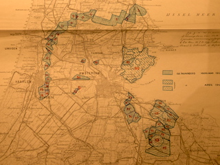 Kaart van de inundaties in Noord-Holland in de jaren 1944-1945.