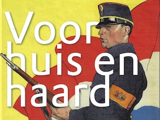 Titel van het boek 'Voor huis en haard' over de Vrijwillige Landstorm.