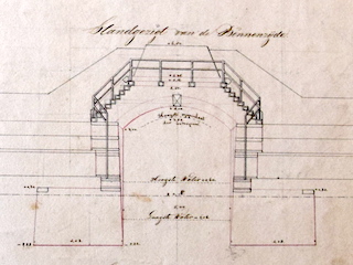 Bouwtekening overwelfde doorvaart van Fort Uitermeer.