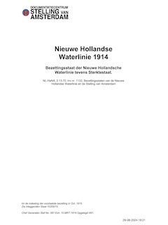 Titelblad van de gedigitaliseerde bezettingsstaat der Nieuwe Hollandsche Waterlinie.